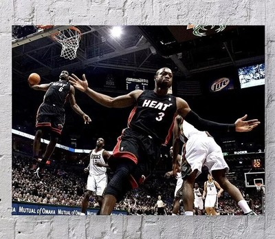 DWYANE WADE LEBRON JAMES Poster Picture Print    MIAMI HEAT NBA BASKETBALL