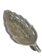 1950s California Pottery Ceramic Grey Leaf Ashtray Drip Pattern 9.5" x 4" 263