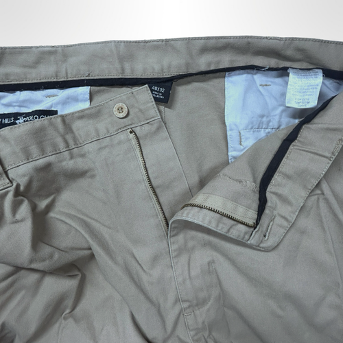 Beverly Hills Polo Club Pants Men 48x32 Tan Khakis Pleated Front Cuffed Hem - Picture 3 of 18