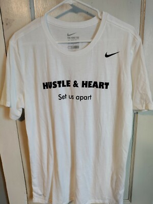 Nike Hustle & Heart ''Set us Apart'' t-shirt men's size large DRI-FIT Rare White