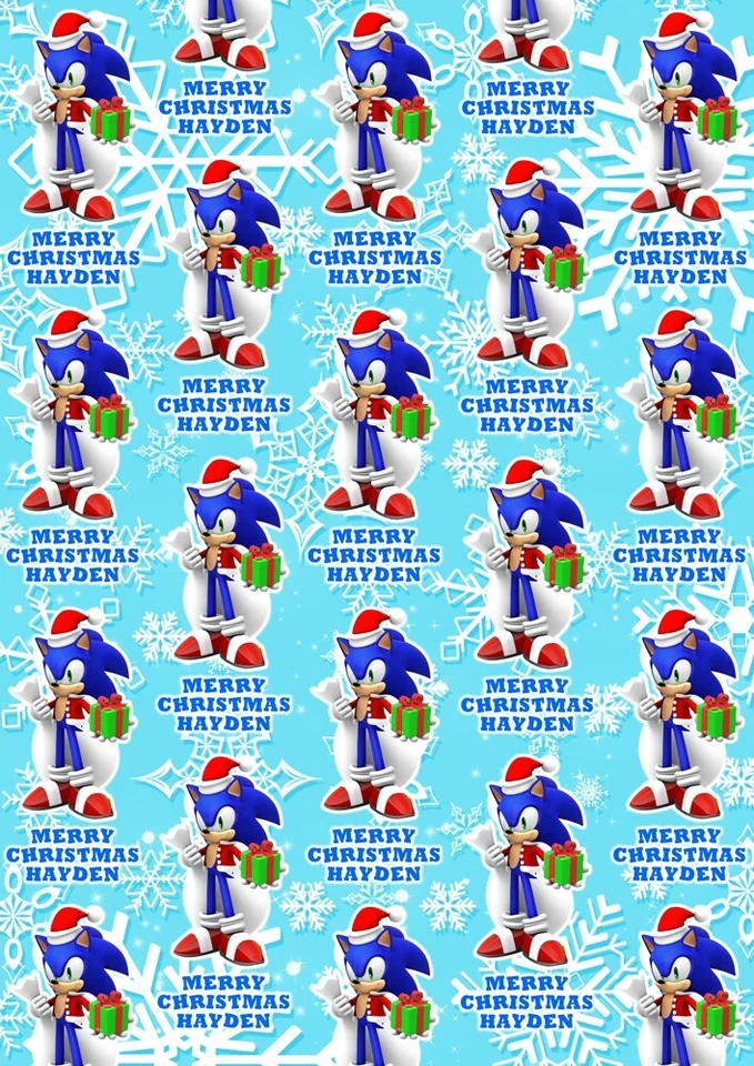 SUPER MARIO SONIC HEDGEHOG Personalised Christmas Gift Wrap - Sonic Wrapping Paper Knuckles