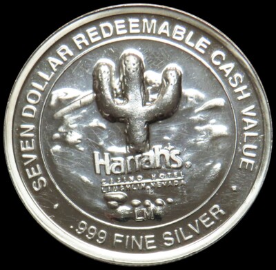 SILVER LAUGHLIN, NEVADA $7 HARRAH'S HOTEL & CASINO GAMING TOKEN | eBay