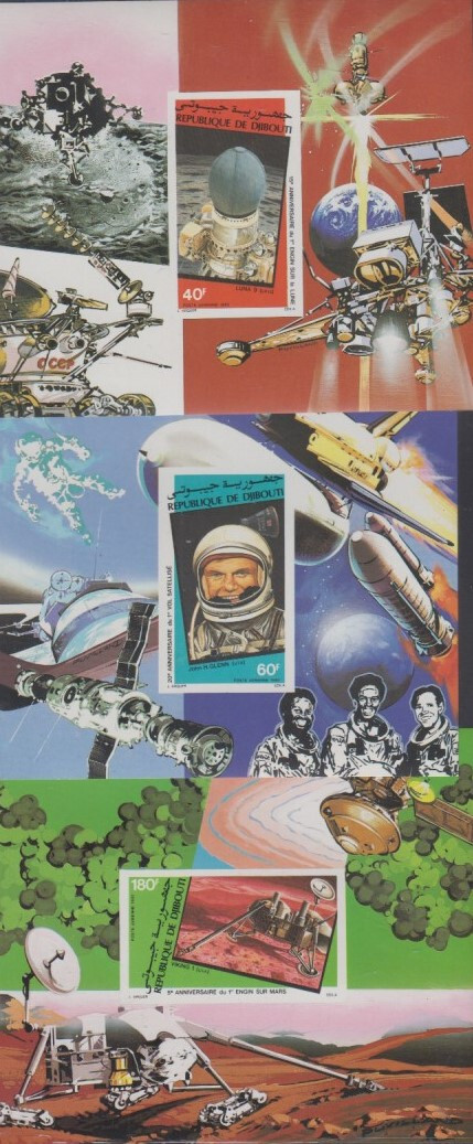 Djibouti MNH Sc C155-57 IMPERF  S/S Mi Bk 56-58B Value  50 Euro  Space