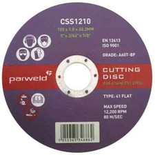 (PACK OF 20) Parweld (5") 125mm x 1mm Thin stainless steel metal Slitting discs
