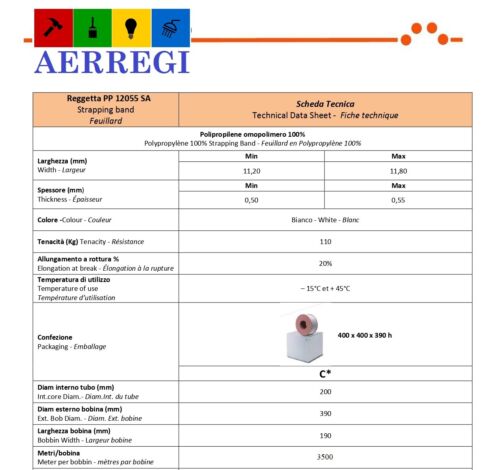 REGGETTA IN PLASTICA POLIPROPILENE PER IMBALLAGGI ROTOLO DA 3500 MT 12MM X 0,50 - Foto 2 di 5