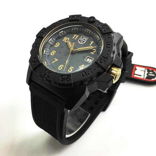 Men's Luminox Navy SEAL Dive Black and Gold Diver's 45mm Watch 3508.GOLD - Bild 1 von 3