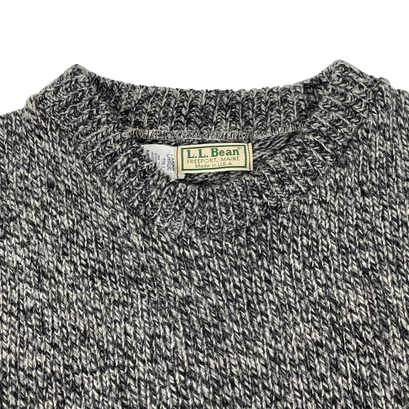 Vintage LL Bean USA Wool Sweater Mens Large Tall Marled Crewneck Made In USA