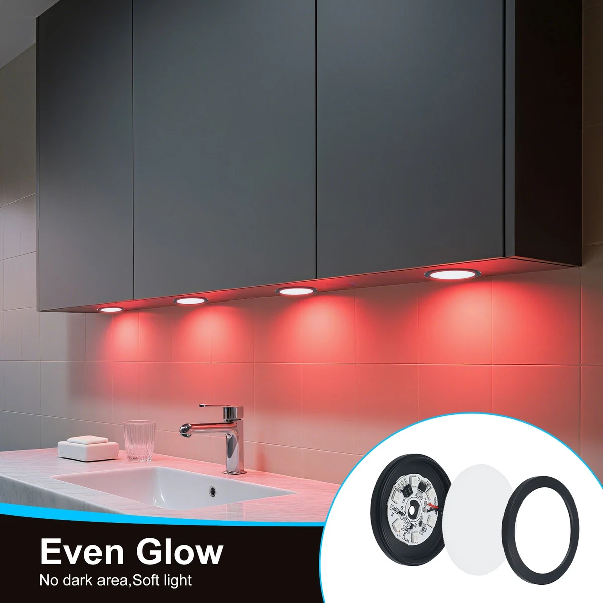 Luces LED USB RGB debajo del gabinete vCocina armario empotrado montaje regulable