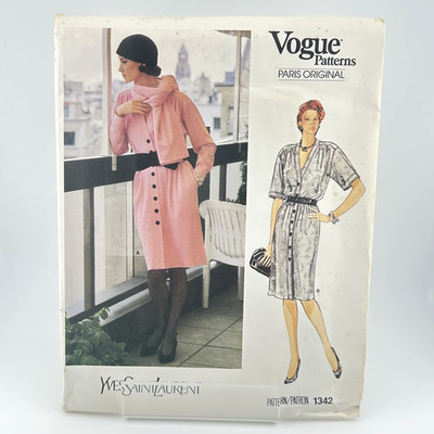 Vogue Paris Original Muster 1342 YSL locker sitzendes Kleid ungeschnitten sehr guter Zustand Größe 12