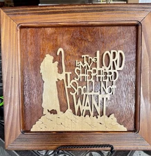 Psalm 23 Rustic Scroll Saw Art Vintage Style Bible Verse Wall Decor Wooden Sign