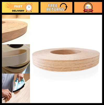 Red Oak Wood Veneer Tape 7/8'' x 250 ft - Pre-Glued Edge Banding, Smooth Finish f