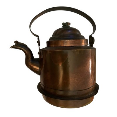 Antique Scandinavian/ Swedish Gooseneck Copper Kettle 19th Century Hand Forged