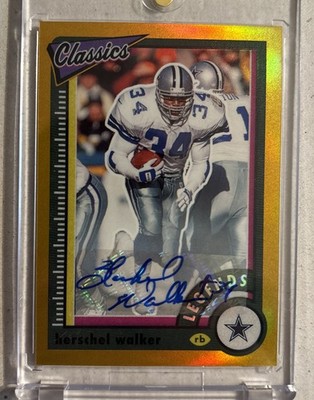 2022 Panini Classics Herschel Walker Gold Refractor Auto #5/5 Cowboys Autograph