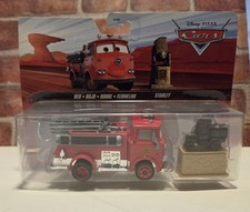 Disney Pixar Cars Red & Stanley Statue 2 Pack Fire Truck Radiator Desert Card