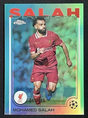 Mohamed Salah 2024-25 Topps Chrome UCC Aqua Refractor Base /199 #87