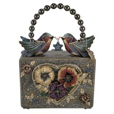 Mary Frances Fluttering Heart Beaded Top Handle Handbag