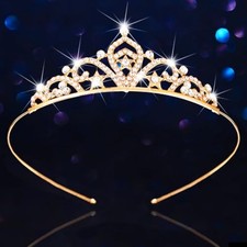 Rhinestone Princess Tiara Silver Star Tiaras Headband 1 Count Pack of 1 Gold