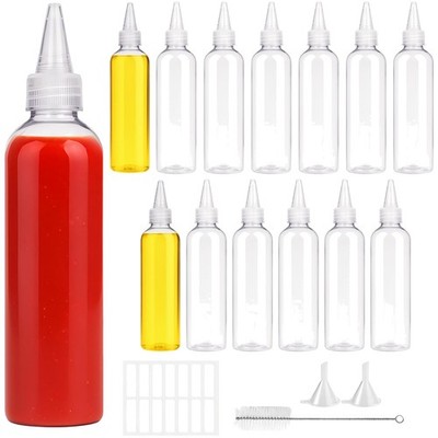 14 Stück Squeeze Flaschen 120ml Kunststoff, Wiederverwendbar, Doppelt auslauf...