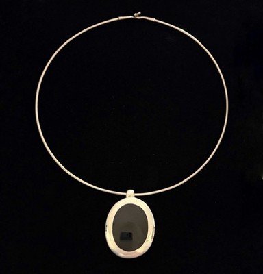 RLM Studio Anhänger Halskette Sterlingsilber schwarzer Onyx Handwerker 925 Halsband 16'' 04