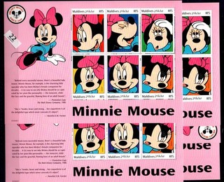 / 6X MALDIVES MNH DISNEY ANIMALS