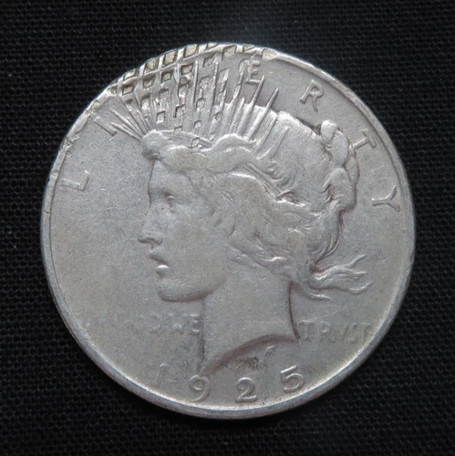 1925 Peace Dollar - VF RAW Circulated 90% Silver Coin Striking Error?
