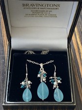 Elegant Sterling Silver Jewellery Set Matching Necklace & Drop Earrings Gift Box