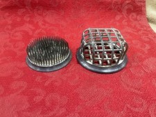 Vintage Metal Flower Frogs X2: 3 1/4  Cage 3" Spike Round