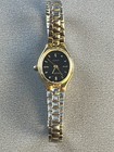 Advance Watch Women 13mm Silver Tone Black Dial Oval New Battery 7"