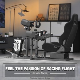 Marada Flight Racing Simulator Cockpit With Black Seat Adjustable Fits Logitech