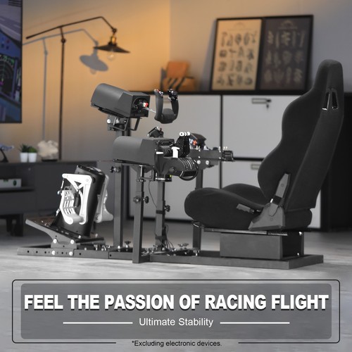 Marada Flight Racing Simulator Cockpit With Black Seat Adjustable Fits Logitech
