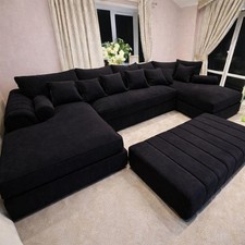Elegant Large U-Shape Lilly 6 Seater Corner Sofa Matching Footstool Free Deliver