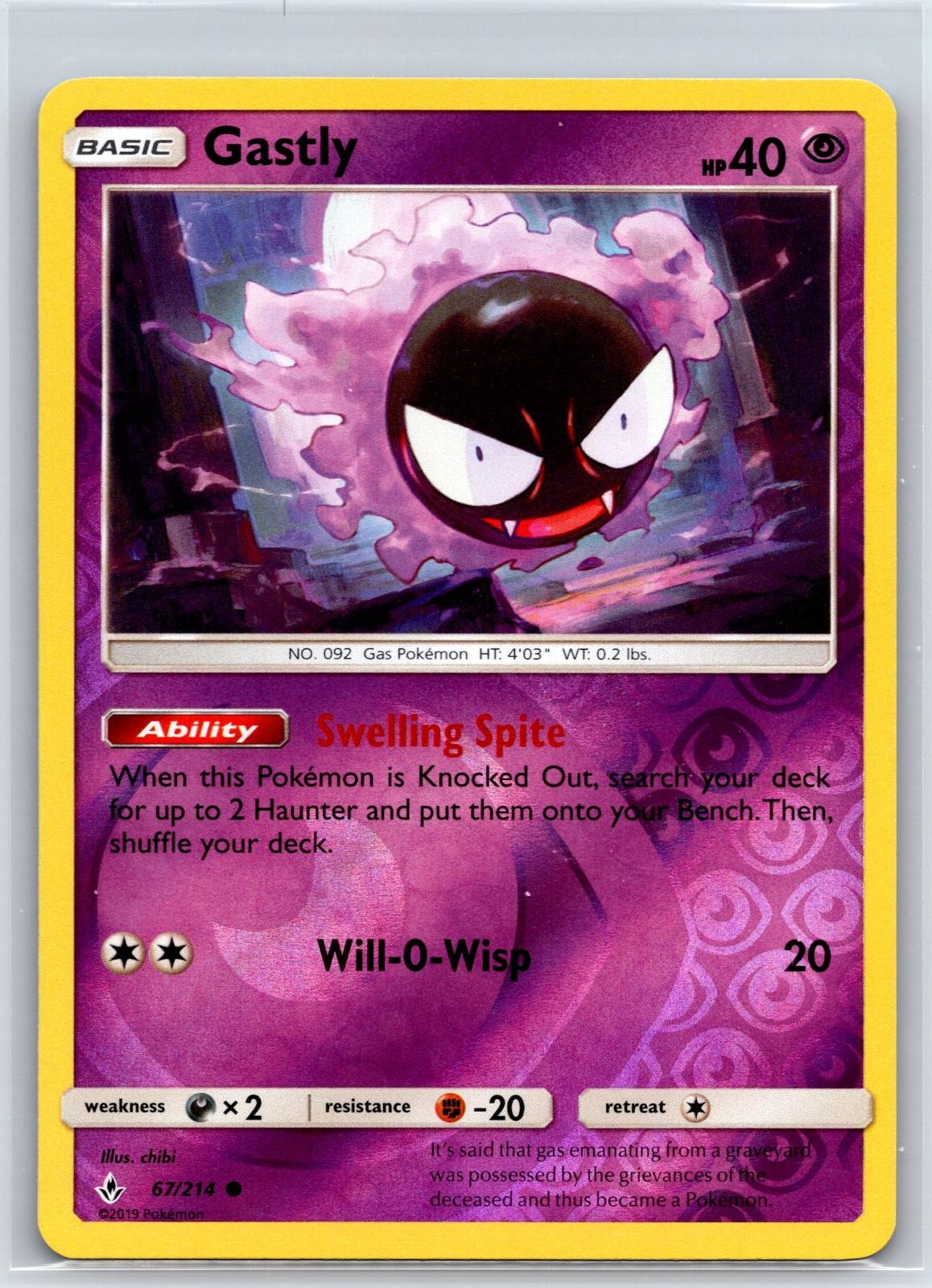 Gastly 67/214 Common Unbroken Bonds Pokemon Reverse Holo NM/M 520b-17