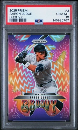 Aaron Judge Yankees 2025 Panini Prizm Groovy Insert SSP PSA 10 GEM MINT POP 1