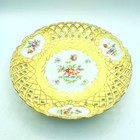 Antique Dresden Bowl Hand Painted Flowers Yellow & Gold Ahrenfeldt RL 10" Wide