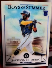 2024 Panini Boys of Summer - Jackson Chourio #89 Blue /99 (RC) Brewers. Gem Mint