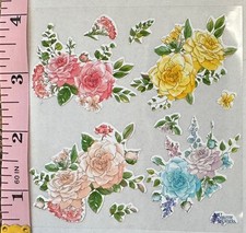 Violette Stickers Pastel Rose Flowers Crafts Planner Supply Scrapbook Spring