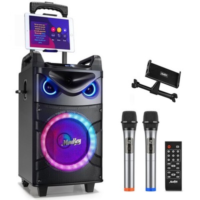 Karaoke Machine, 10'' Woofer Portable PA System, Bluetooth Speaker with 2 Wire...