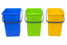 Set of 3 Recycling Bins 10L Waste Sorting Bins for Paper, Plastic & Glass
