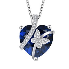 Butterfly Necklace for Women 925 Sterling Silver Heart September Birthstone N...