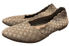 Skechers Women  s 6 Ballet Flats Dark Taupe Slip On Cleo Honeycomb Knit Shoe