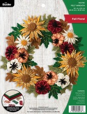 Bucilla 89278E Felt Applique Wreath Kit 16.5" x 16.5" Floral Fall