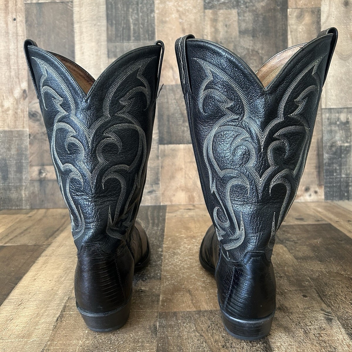 Tony Lama Vintage Teju Lizard Black Western Cowboy Boots  display picture 3