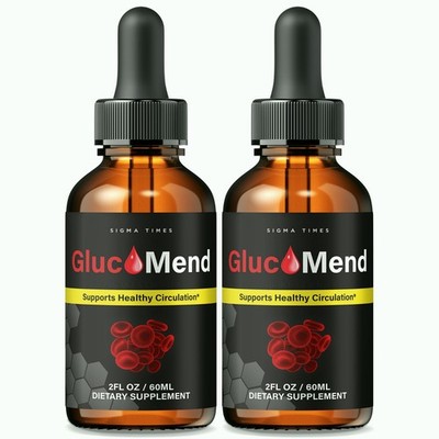 GlucoMend Blood Support - Gluco Mend Liquid Drops For Circulation - 2 Pack