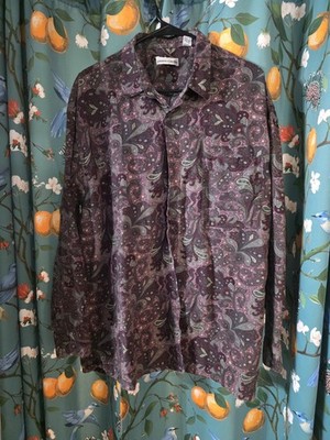 Vintage Pierre Cardin Long Sleeve Paisley Button Up Shirt Women's Size XL Korea