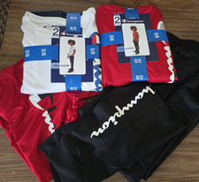 LOT 3 CHAMPION Blue White Red Black Shirt Joggers Pants 2 Piece Set L 10/12