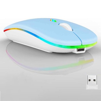 Guiheng Wireless Bluetooth Mouse,LED Dual Mode Rechargeable Silent Slim Lapto...