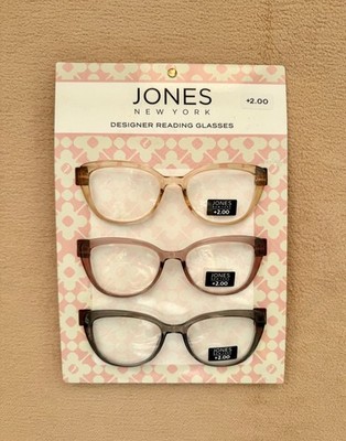 Jones New York NEU Lesebrille DREI Paar Designer neutrales Gestell +2,00