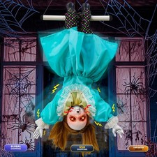 TURNMEON 30'' Halloween Animatronic Outdoor Hanging Doll with Moving Hands