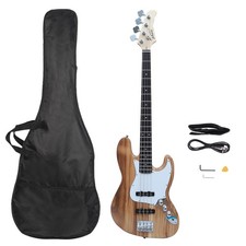 Electric Bass Guitar 4 String Right Handed Glarry w/Bag + Wire +Strap Burlywood