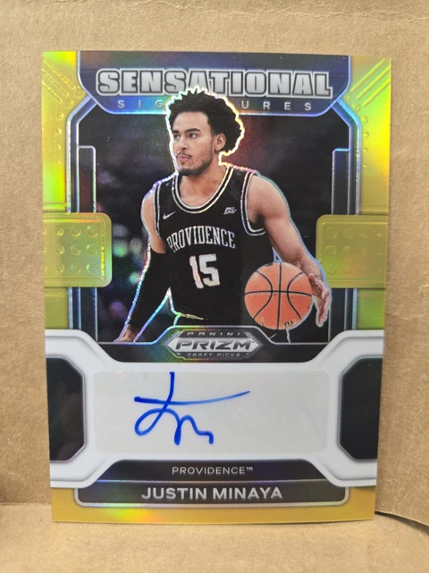 2022 Draft Picks Justin Minaya Sensational Auto Gold Prizm #SS-JMI Trailblazers
